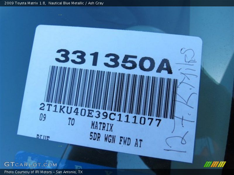 Nautical Blue Metallic / Ash Gray 2009 Toyota Matrix 1.8