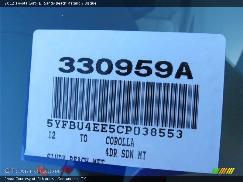 Sandy Beach Metallic / Bisque 2012 Toyota Corolla
