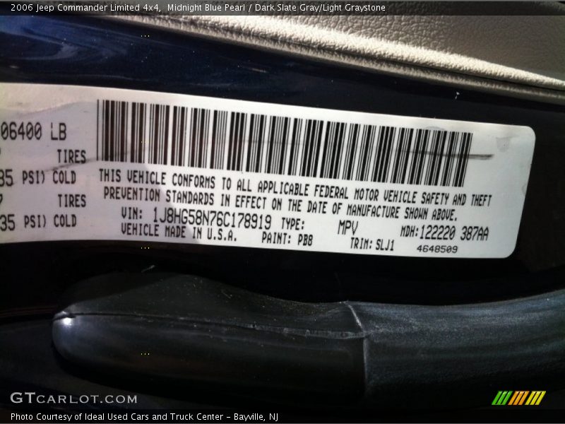 Midnight Blue Pearl / Dark Slate Gray/Light Graystone 2006 Jeep Commander Limited 4x4