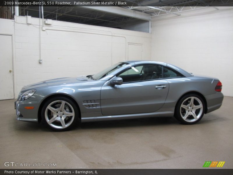 Palladium Silver Metallic / Black 2009 Mercedes-Benz SL 550 Roadster