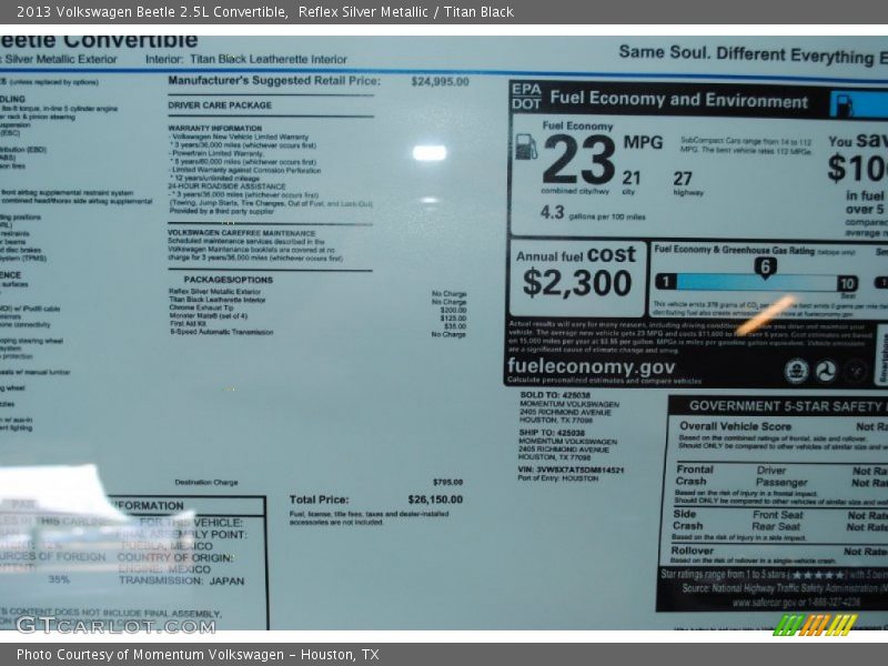 Reflex Silver Metallic / Titan Black 2013 Volkswagen Beetle 2.5L Convertible