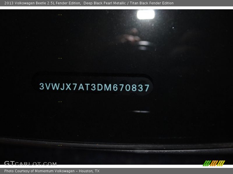 Deep Black Pearl Metallic / Titan Black Fender Edition 2013 Volkswagen Beetle 2.5L Fender Edition