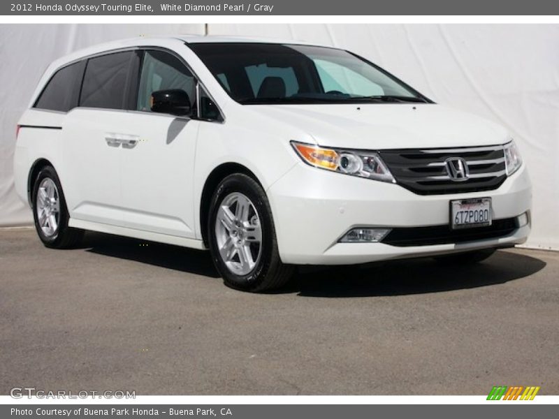 White Diamond Pearl / Gray 2012 Honda Odyssey Touring Elite