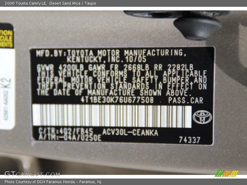 Desert Sand Mica / Taupe 2006 Toyota Camry LE