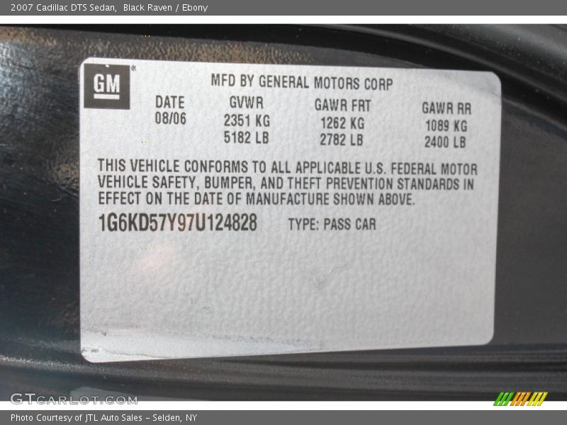Black Raven / Ebony 2007 Cadillac DTS Sedan