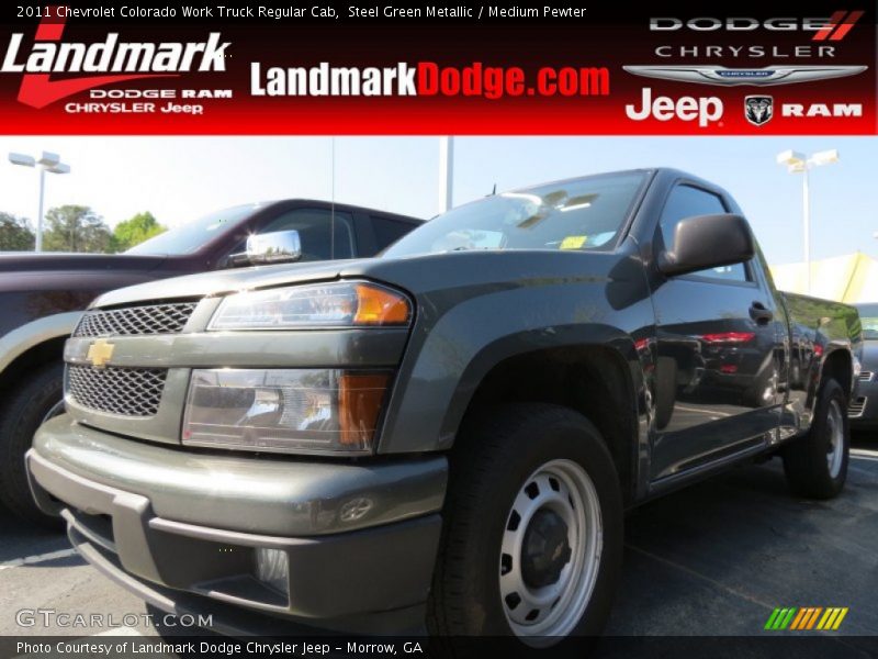 Steel Green Metallic / Medium Pewter 2011 Chevrolet Colorado Work Truck Regular Cab