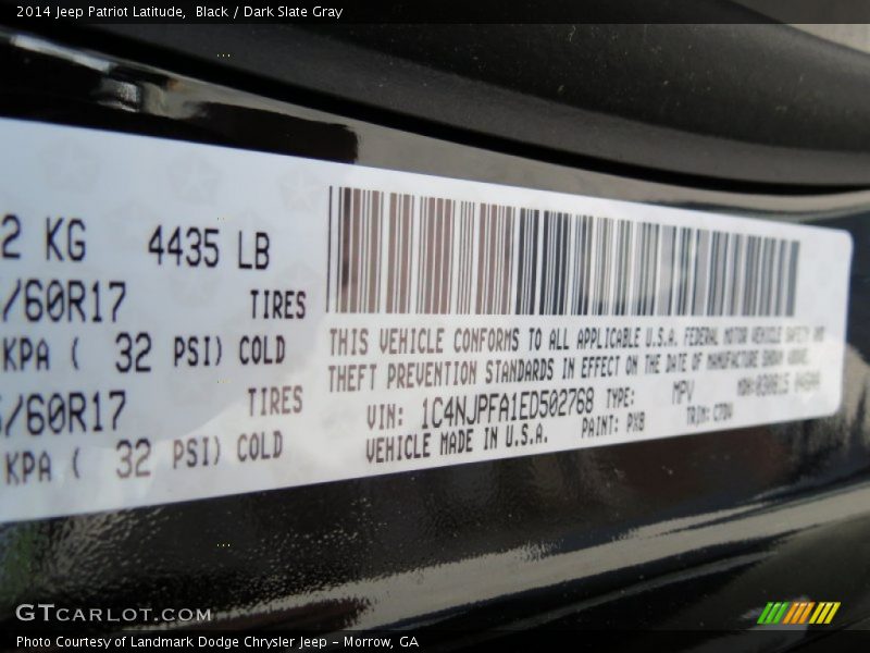 Black / Dark Slate Gray 2014 Jeep Patriot Latitude