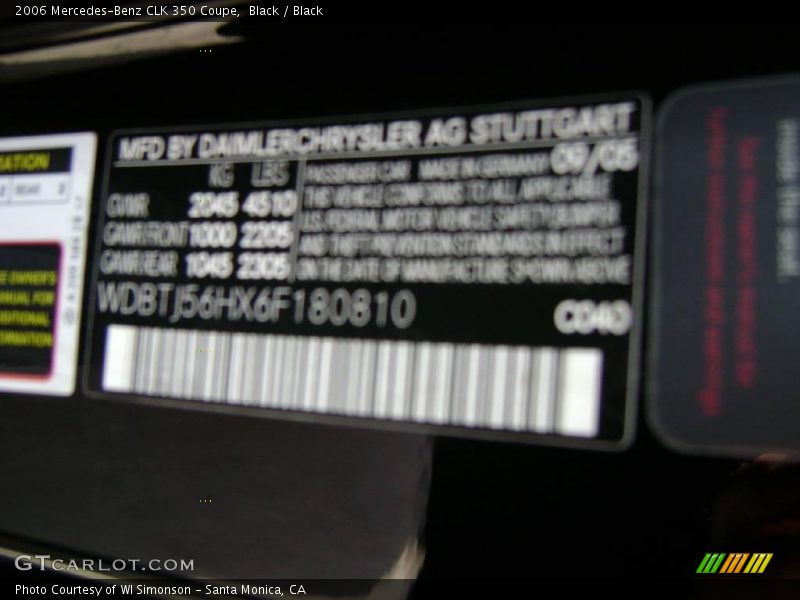 Black / Black 2006 Mercedes-Benz CLK 350 Coupe