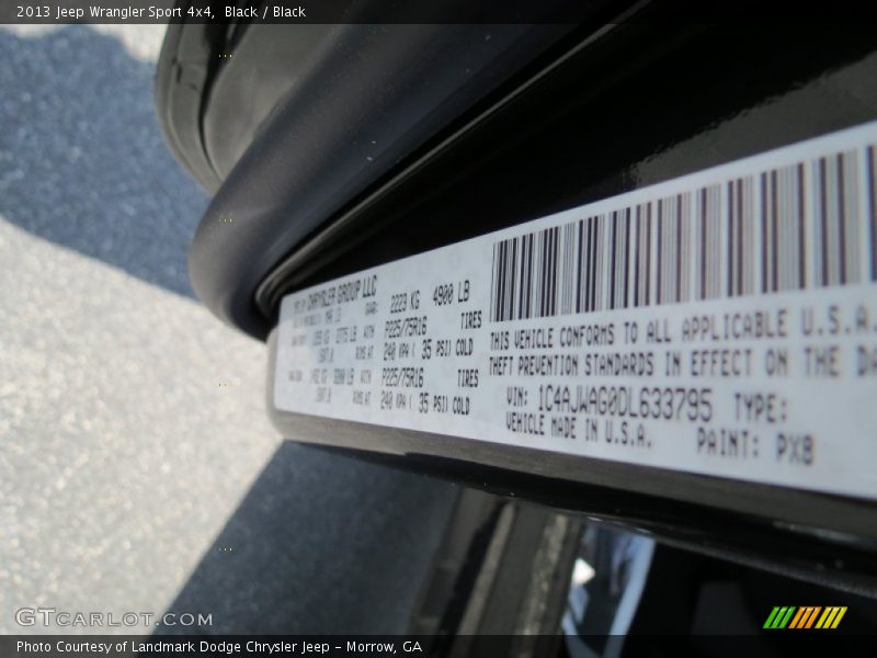 Black / Black 2013 Jeep Wrangler Sport 4x4