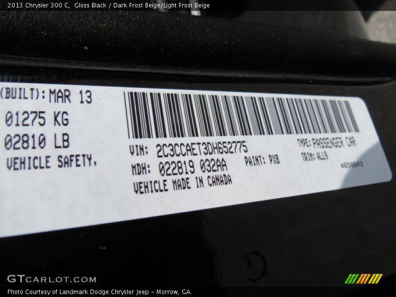 Gloss Black / Dark Frost Beige/Light Frost Beige 2013 Chrysler 300 C