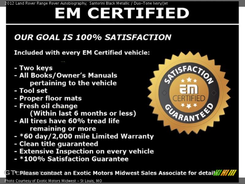 Santorini Black Metallic / Duo-Tone Ivory/Jet 2012 Land Rover Range Rover Autobiography