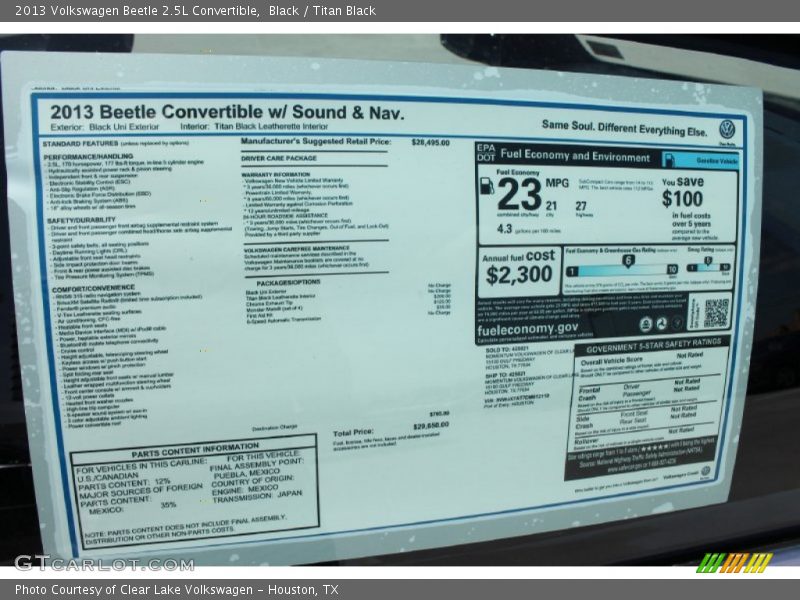Black / Titan Black 2013 Volkswagen Beetle 2.5L Convertible