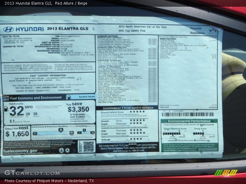 Red Allure / Beige 2013 Hyundai Elantra GLS