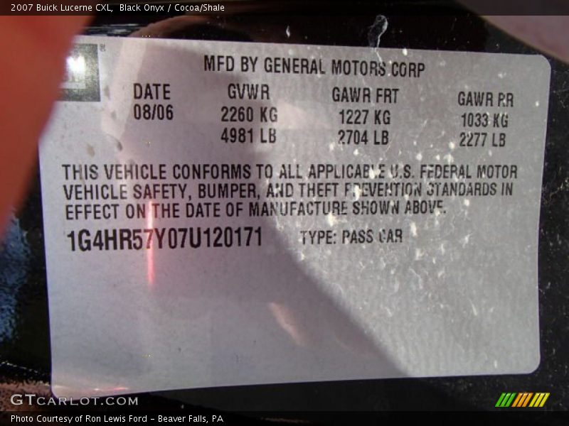 Black Onyx / Cocoa/Shale 2007 Buick Lucerne CXL