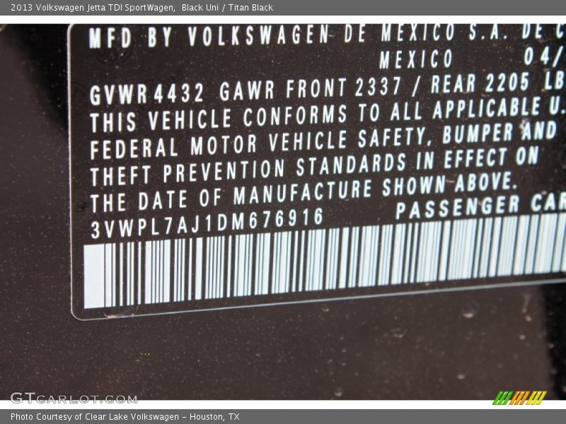 Black Uni / Titan Black 2013 Volkswagen Jetta TDI SportWagen
