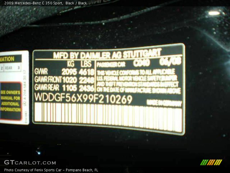 Black / Black 2009 Mercedes-Benz C 350 Sport