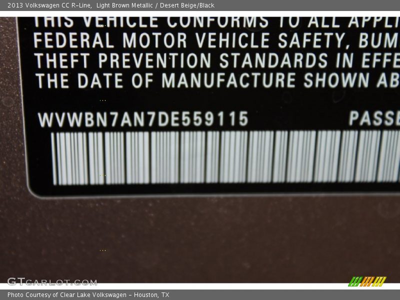 Light Brown Metallic / Desert Beige/Black 2013 Volkswagen CC R-Line