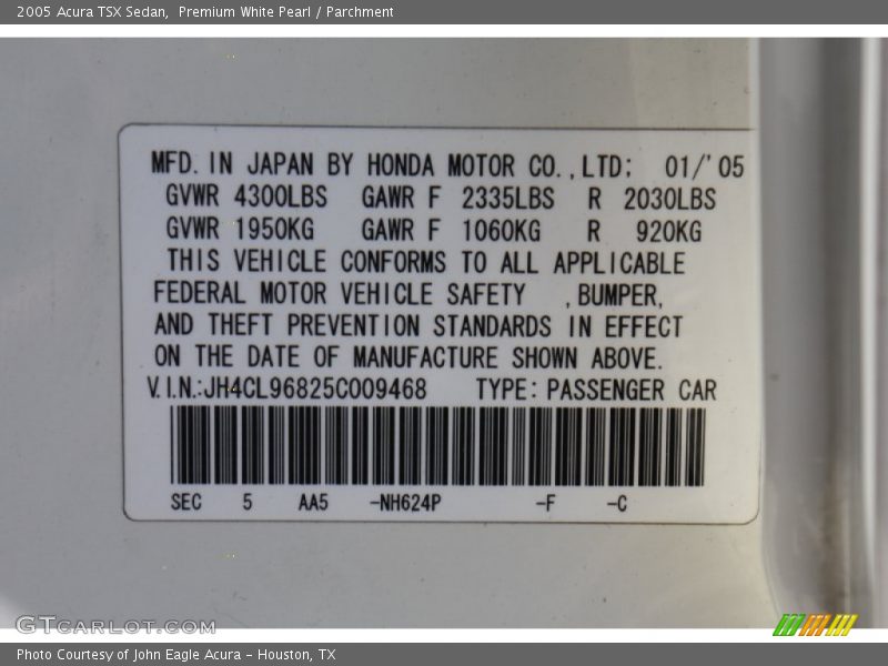 Premium White Pearl / Parchment 2005 Acura TSX Sedan