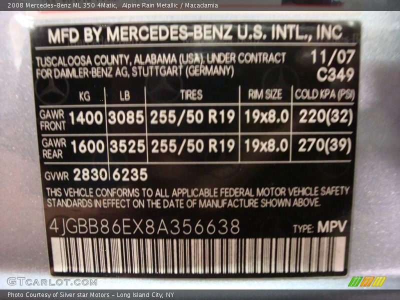 Alpine Rain Metallic / Macadamia 2008 Mercedes-Benz ML 350 4Matic