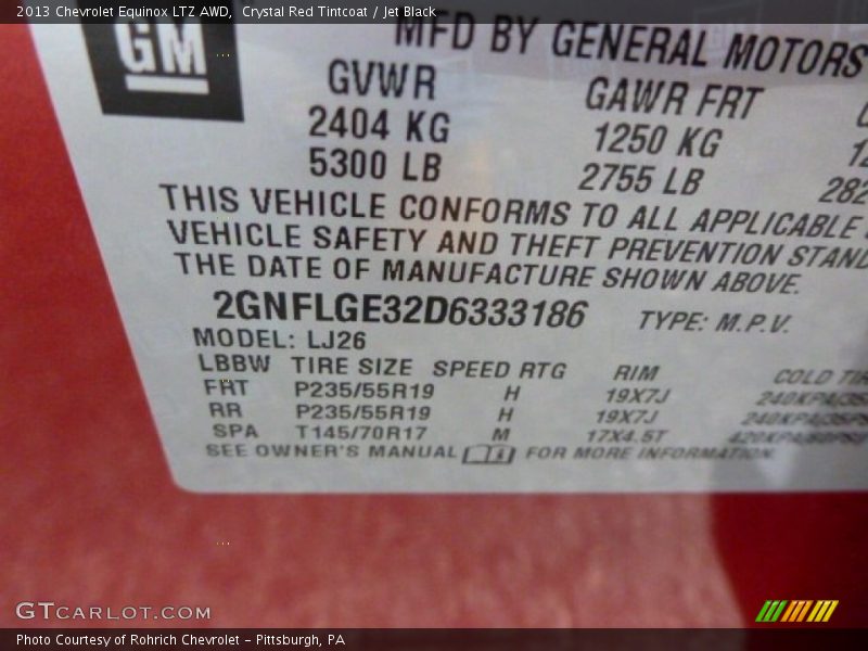 Crystal Red Tintcoat / Jet Black 2013 Chevrolet Equinox LTZ AWD