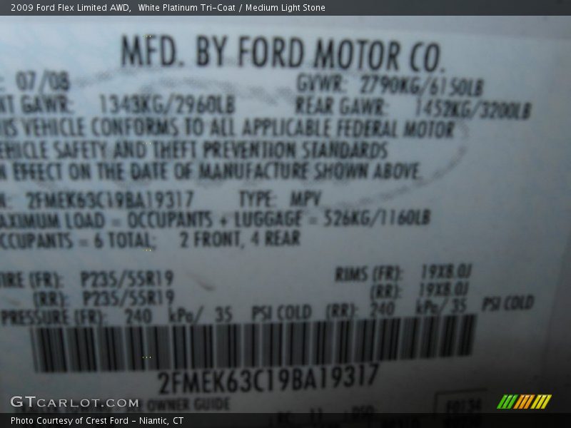 White Platinum Tri-Coat / Medium Light Stone 2009 Ford Flex Limited AWD