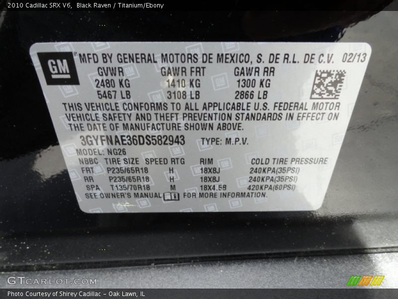 Black Raven / Titanium/Ebony 2010 Cadillac SRX V6