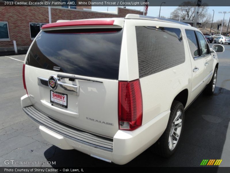 White Diamond Tricoat / Cocoa/Light Linen 2013 Cadillac Escalade ESV Platinum AWD