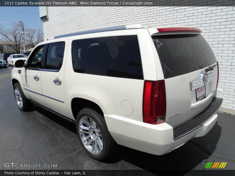 White Diamond Tricoat / Cocoa/Light Linen 2013 Cadillac Escalade ESV Platinum AWD