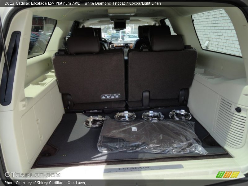 White Diamond Tricoat / Cocoa/Light Linen 2013 Cadillac Escalade ESV Platinum AWD