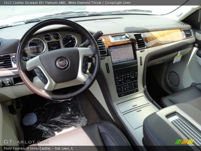 White Diamond Tricoat / Cocoa/Light Linen 2013 Cadillac Escalade ESV Platinum AWD