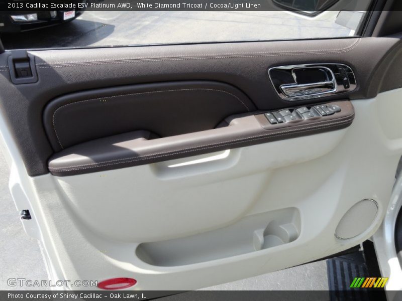White Diamond Tricoat / Cocoa/Light Linen 2013 Cadillac Escalade ESV Platinum AWD