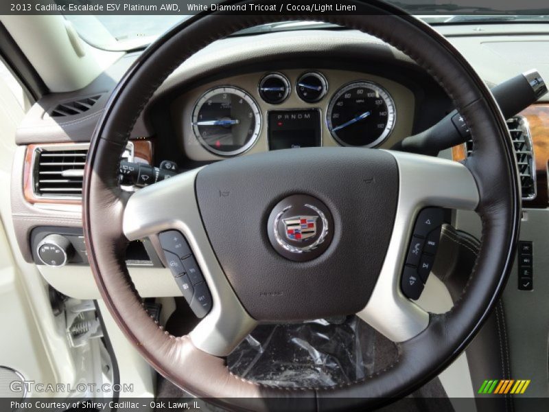 White Diamond Tricoat / Cocoa/Light Linen 2013 Cadillac Escalade ESV Platinum AWD