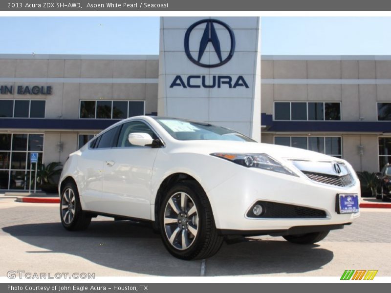 Aspen White Pearl / Seacoast 2013 Acura ZDX SH-AWD
