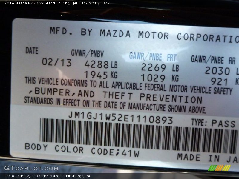 Jet Black Mica / Black 2014 Mazda MAZDA6 Grand Touring