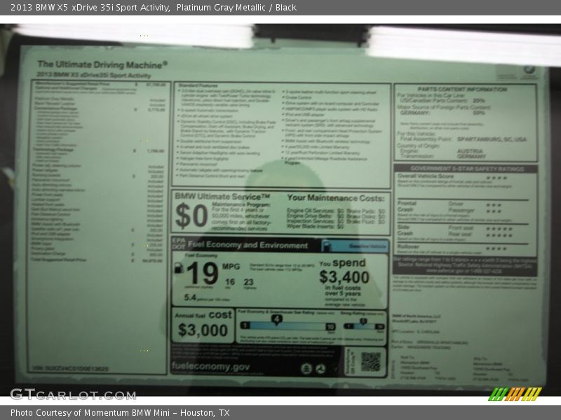 Platinum Gray Metallic / Black 2013 BMW X5 xDrive 35i Sport Activity