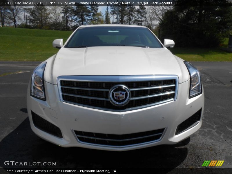 White Diamond Tricoat / Morello Red/Jet Black Accents 2013 Cadillac ATS 2.0L Turbo Luxury AWD