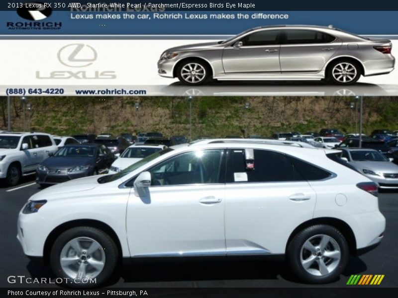 Starfire White Pearl / Parchment/Espresso Birds Eye Maple 2013 Lexus RX 350 AWD