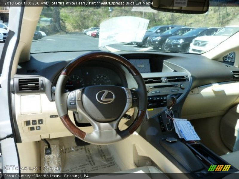 Starfire White Pearl / Parchment/Espresso Birds Eye Maple 2013 Lexus RX 350 AWD