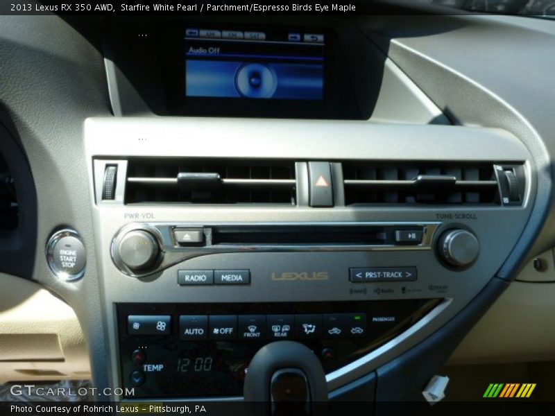 Starfire White Pearl / Parchment/Espresso Birds Eye Maple 2013 Lexus RX 350 AWD