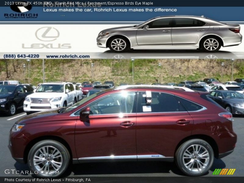Claret Red Mica / Parchment/Espresso Birds Eye Maple 2013 Lexus RX 450h AWD
