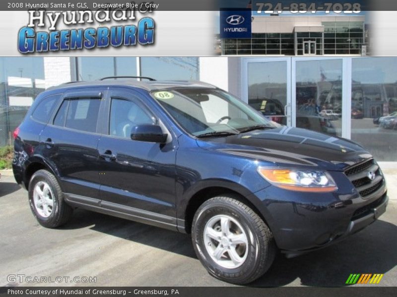 Deepwater Blue / Gray 2008 Hyundai Santa Fe GLS