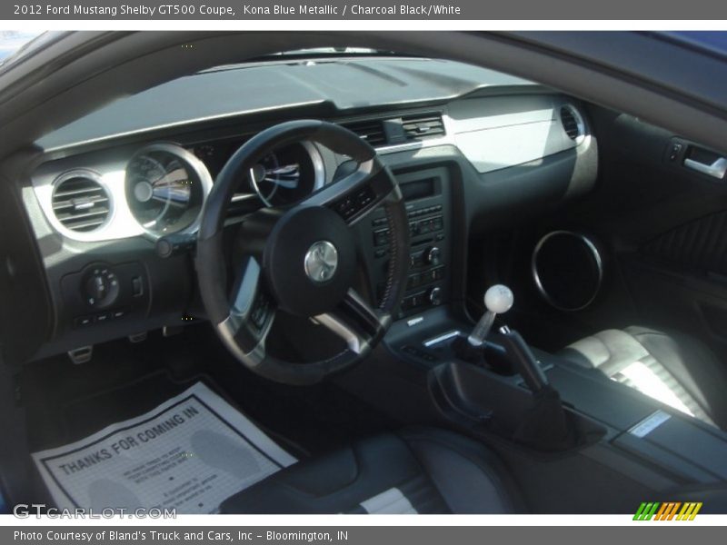 Kona Blue Metallic / Charcoal Black/White 2012 Ford Mustang Shelby GT500 Coupe