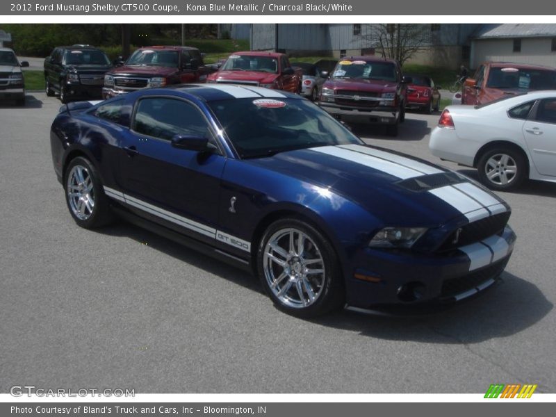 Kona Blue Metallic / Charcoal Black/White 2012 Ford Mustang Shelby GT500 Coupe
