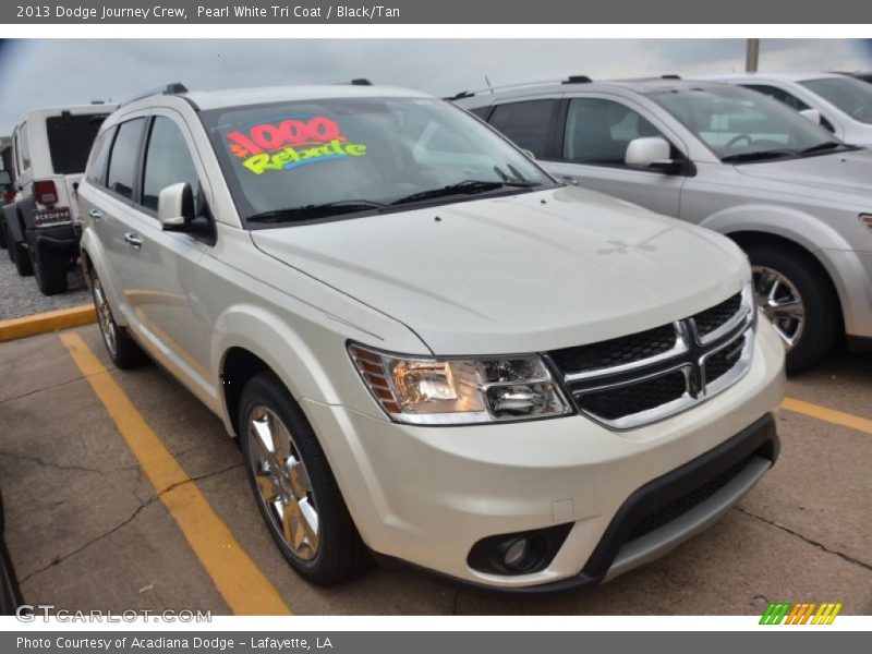 Pearl White Tri Coat / Black/Tan 2013 Dodge Journey Crew