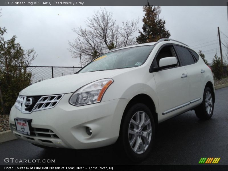 Pearl White / Gray 2012 Nissan Rogue SL AWD