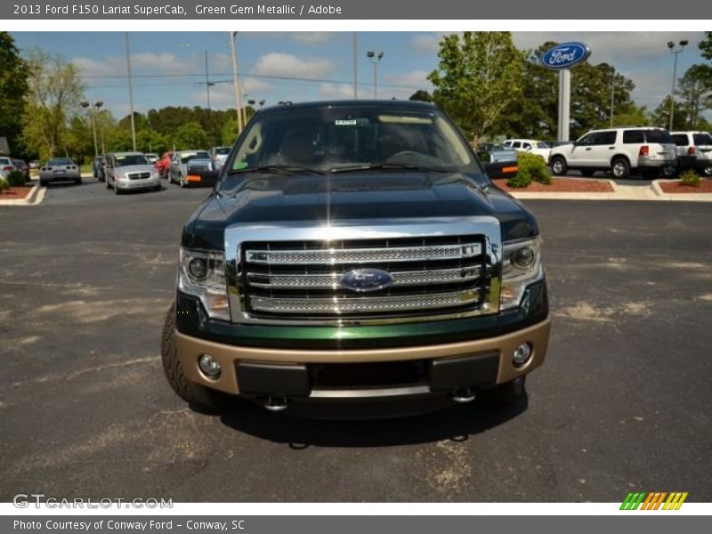 Green Gem Metallic / Adobe 2013 Ford F150 Lariat SuperCab
