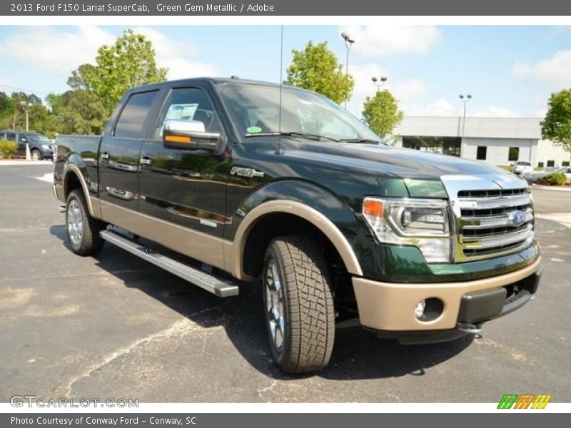 Green Gem Metallic / Adobe 2013 Ford F150 Lariat SuperCab