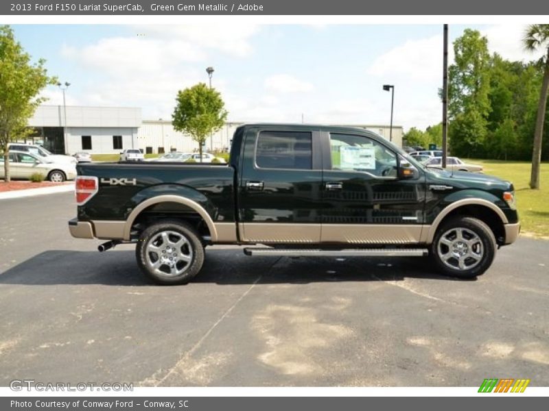 Green Gem Metallic / Adobe 2013 Ford F150 Lariat SuperCab