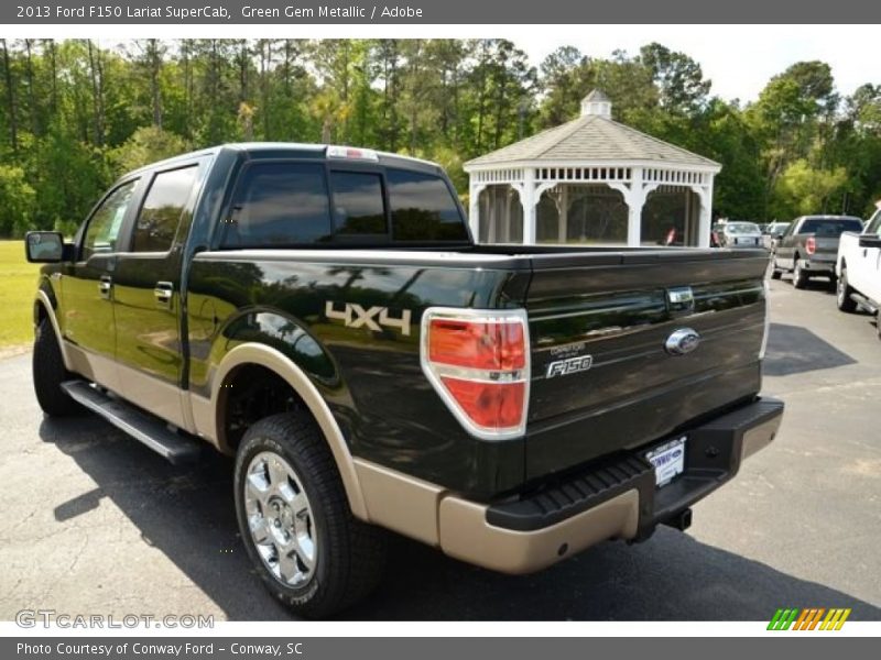Green Gem Metallic / Adobe 2013 Ford F150 Lariat SuperCab