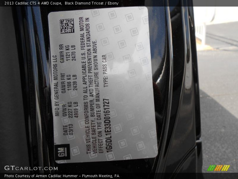 Black Diamond Tricoat / Ebony 2013 Cadillac CTS 4 AWD Coupe